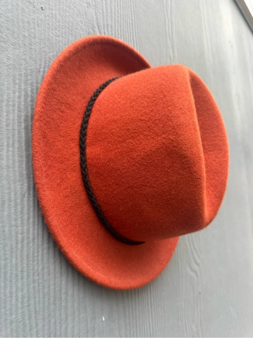 Vintage Orange Wool Fedora Hat